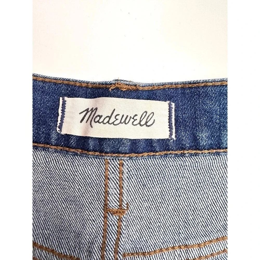 Madewell High Rise Denim Shorts Women's 26 Blue Raw Fray Hem‎ Stretch